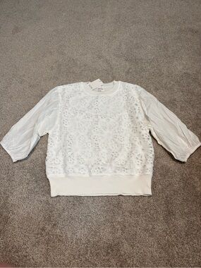 Fate Women's White Crochet Lace Pullover Top